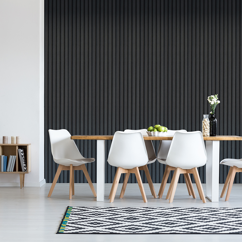 Black Wood Slated Wall Panel Slatted Acoustic Wall Panel 600 x 2400 - Black Wood - Image 1